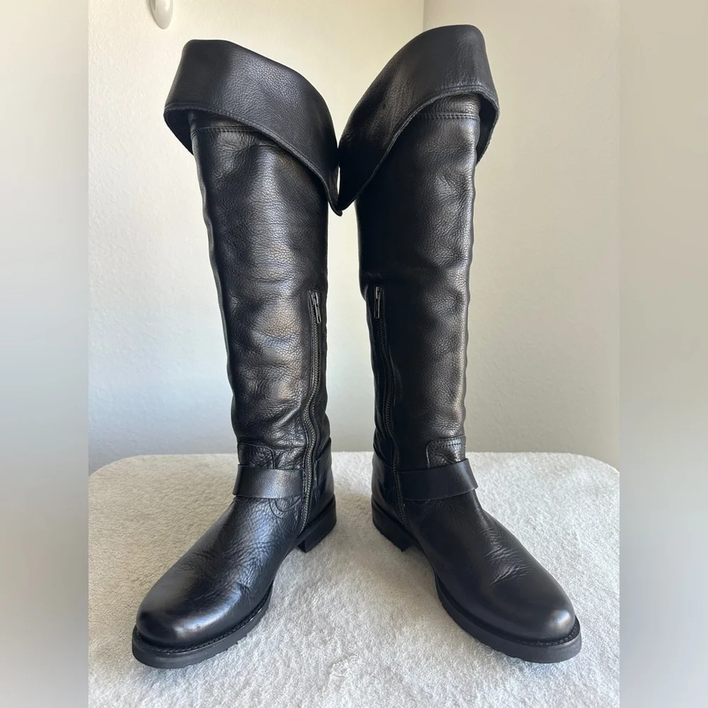 Frye Veronica Harness OTK knee high Boots black tall‎ boots women's 8.5 B New